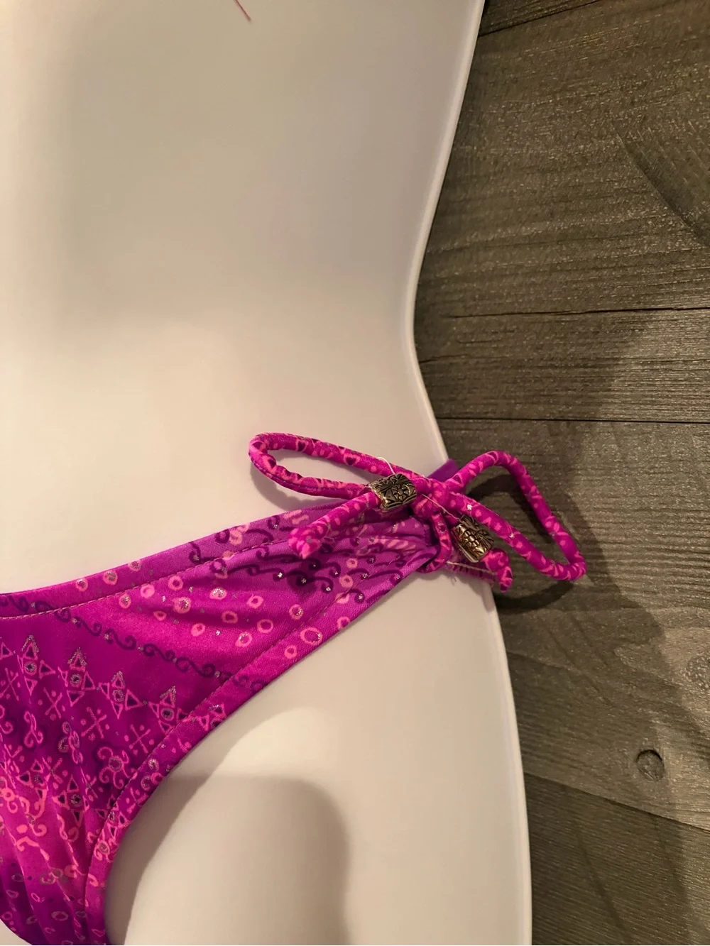 Women's Fuchsia Two-Piece Bandeau Bikini with Tie-Side Bottoms